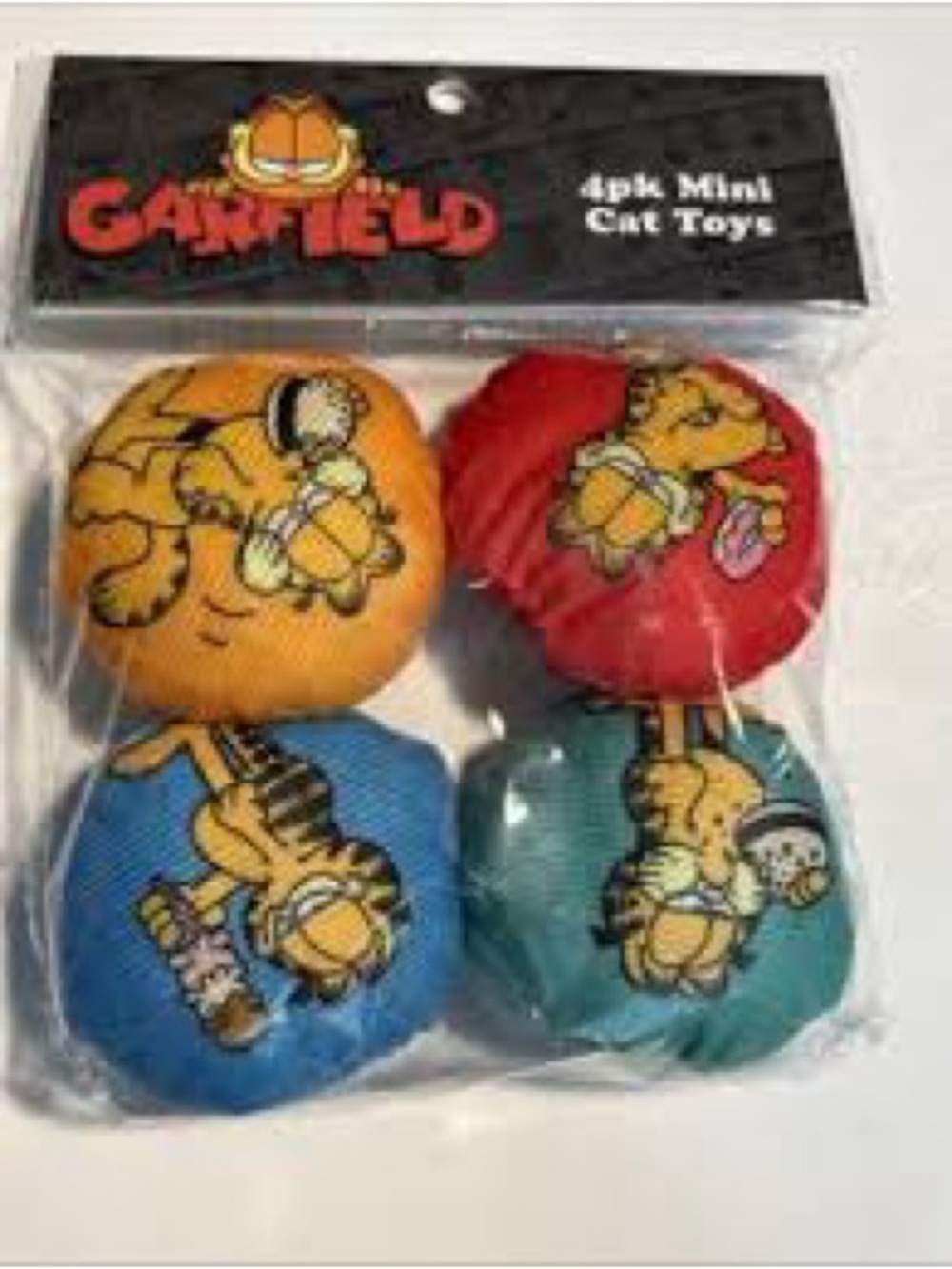 4-Pack Mini Cat Toys - Yellow, Red, Blue, Teal